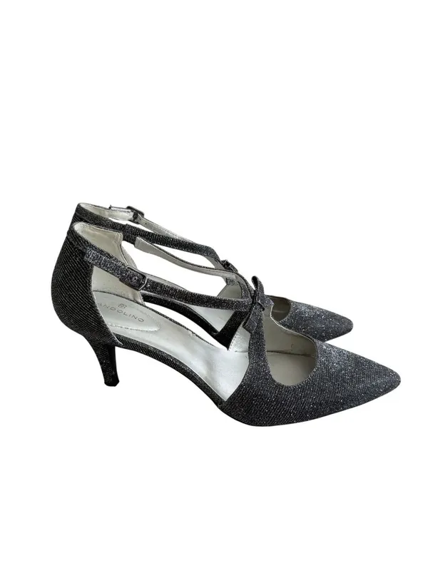 BANDOLINO Black Silver Metallic Kitten Dress Heels Size 10 - Image 4