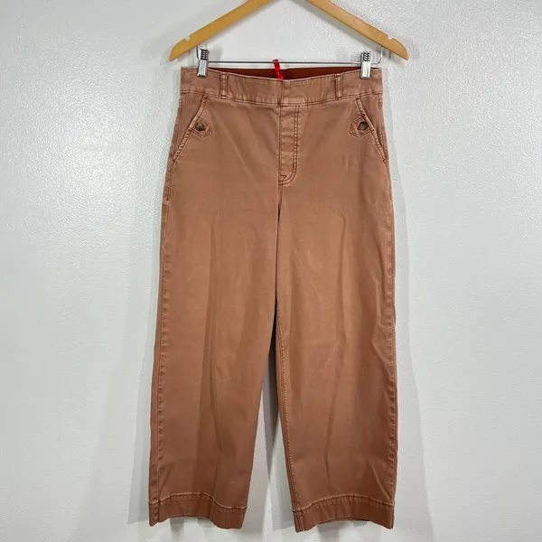 Spanx Stretch‎ Twill Cropped Wide Leg Pant Bronze Glow Orange Large High Rise - Image 2