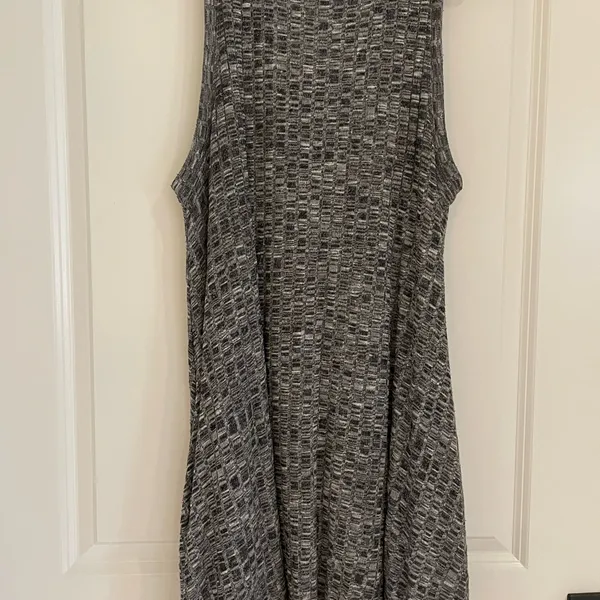 Maeve Pull On Gray Pixelated Texture Sleeveless Swing Dress, Women's Size Large - Image 4