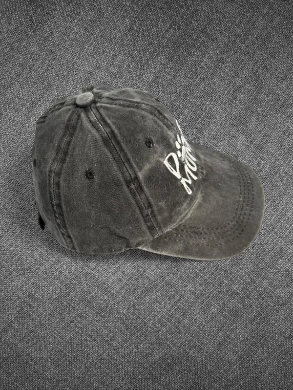 Dog Mom Distressed Black Cotton Baseball Cap - Image 7