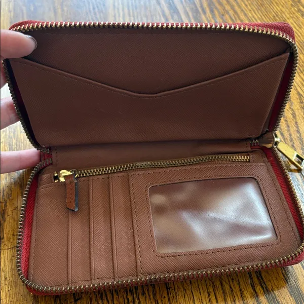 Fossil Bright Red Leather Clutch - Image 6