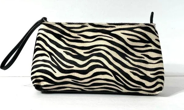 White House Black Market Zebra Calf Hair Leather Clutch - Image 3