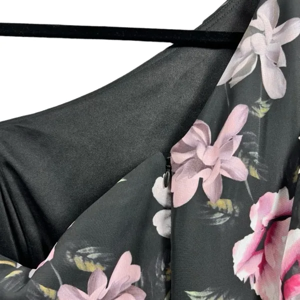 NWT AQUA Formal One Shoulder Ruffle‎ Floral High-Low Midi Dress Black Size 4 - Image 15