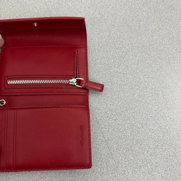 Madewell Wallet Womens OS Red Leather Wristlet Snap Closure Small Bifold Classic - Image 4