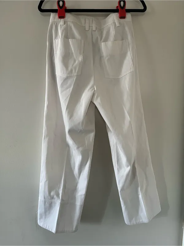 Vince 100% Cotton White Trouser Pants 2 Straight Leg Minimalist Quiet Luxury - Image 6