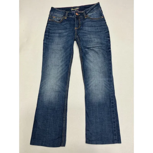 Wrangler Womens 3x34 Boot Cut Jeans Blue Stretch Denim Western Hemmed 1009MWZMS - Image 3