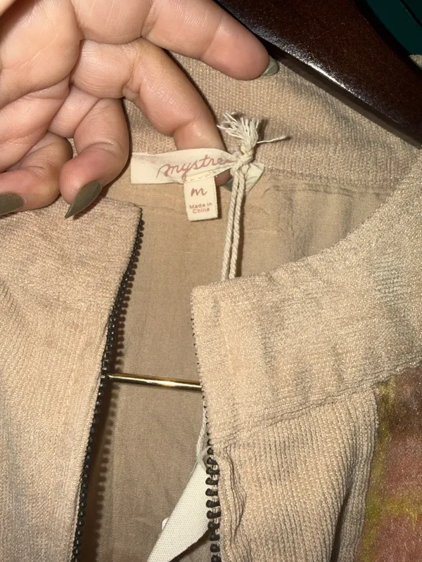 Mystree Cream Jacket with Pastel Plaid Front - Image 2