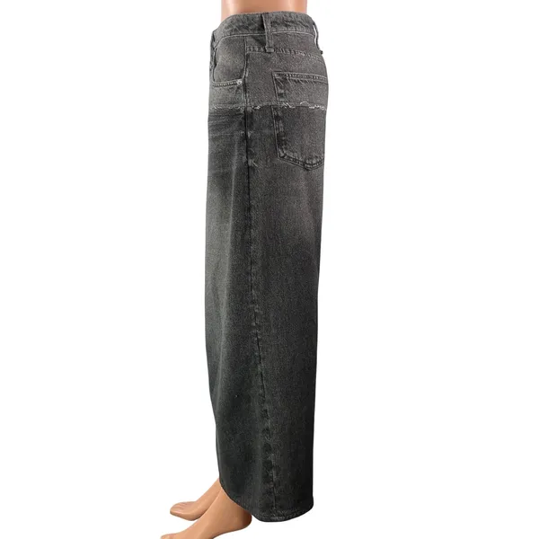 rag & bone Women's Gray Faded Relaxed Cropped Baggy Wide Leg Denim Jean Pants 27 - Image 2