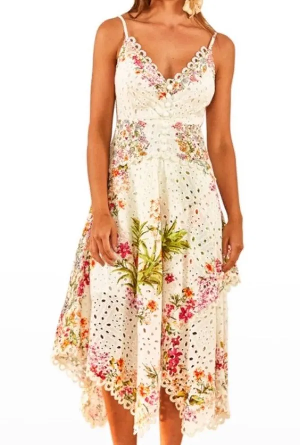 Farm Rio Scarves Eyelet Midi Dress - Image 5
