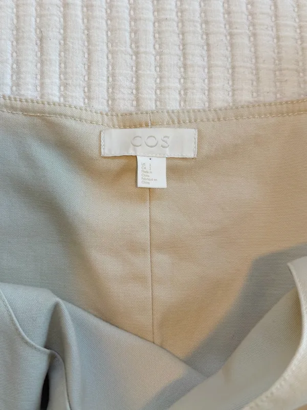 COS Asymmetrical Cream Strap Wrap Pinafore Cotton Dress - Image 8