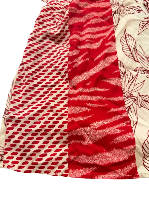 Banana Republic Red Cream Mixed Print Halter Tie Neck Top Shirt Small Women's - Image 10