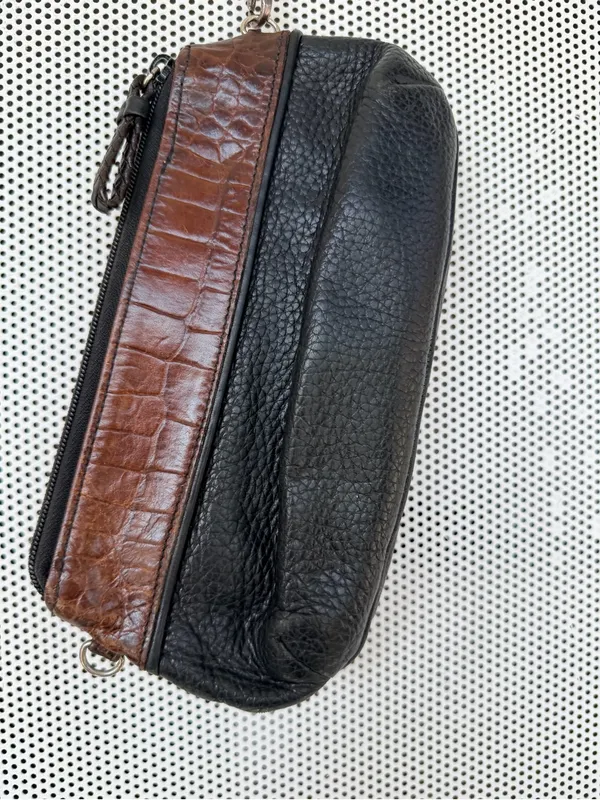 Vtg y2k Brighton Brown and Black Leather croc embossed Wristlet Clutch - Image 3