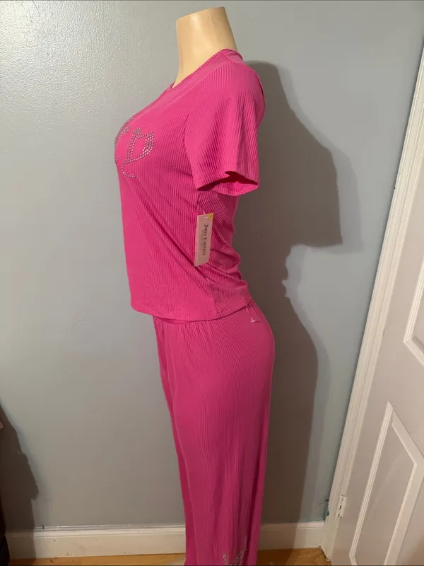 Juicy Couture Bright Pink Rhinestone Logo Lounge Set - Image 2