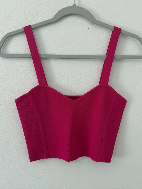 NWT Zara Baby Doll Ribbed Bodycon Sweetheart Knit Crop Tank Top size medium - Image 4