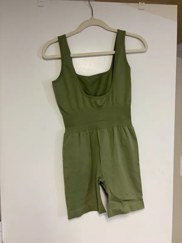 WeWoreWhat Sage Green Ribcage Romper - Image 3