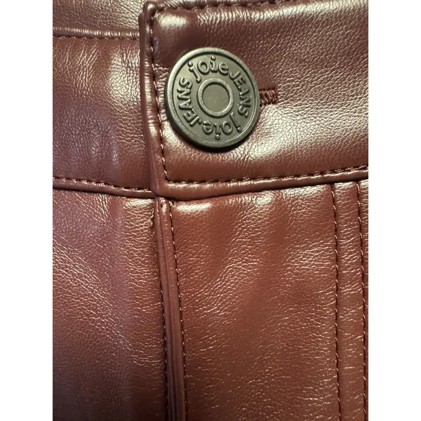 Joie Women's Size 10 Burgundy Faux Leather‎ Straight Leg Pants NWT Lined - Image 5