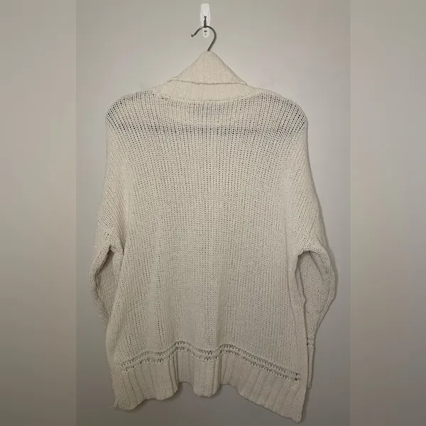 Aerie Oversized Knit Turtleneck Sweater, Cream/White, Size S, EUC - Image 2