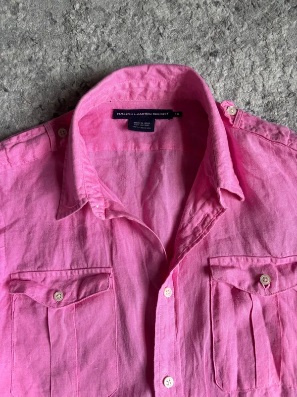 Ralph Lauren Sport hot pink linen shirt woman's size 14 - Image 2