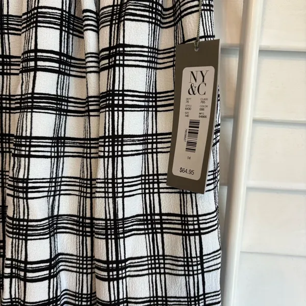 New York & Company Eva Mendes Black And White Plaid Midi Skirt Size‎ 14 - Image 5