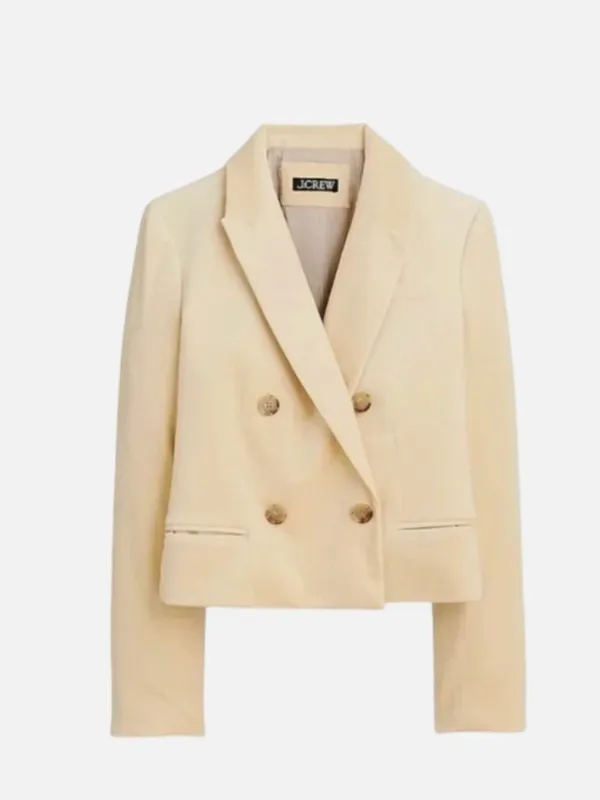 J.Crew cropped Double-Breasted Blazer in Stretch Velvet Size‎ 0 - 2 - Image 3