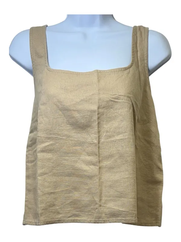 Express Summer-Blend Linen Square Neck‎ Tank Cream Size Medium NWT - Image 2
