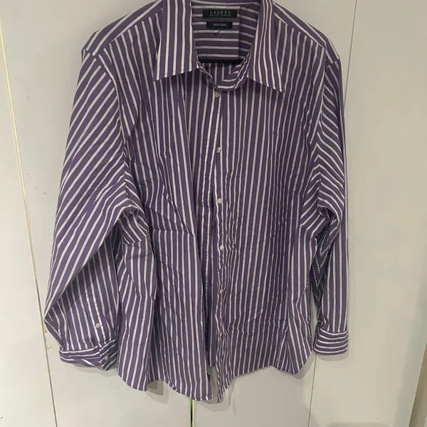 Ralph Lauren Lavender and White Striped Button-Down Shirt no size pit to pit 26 - Image 5