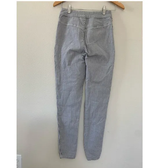 FREE PEOPLE Blue‎ White Striped Skinny Slim Leg Pants - Image 3