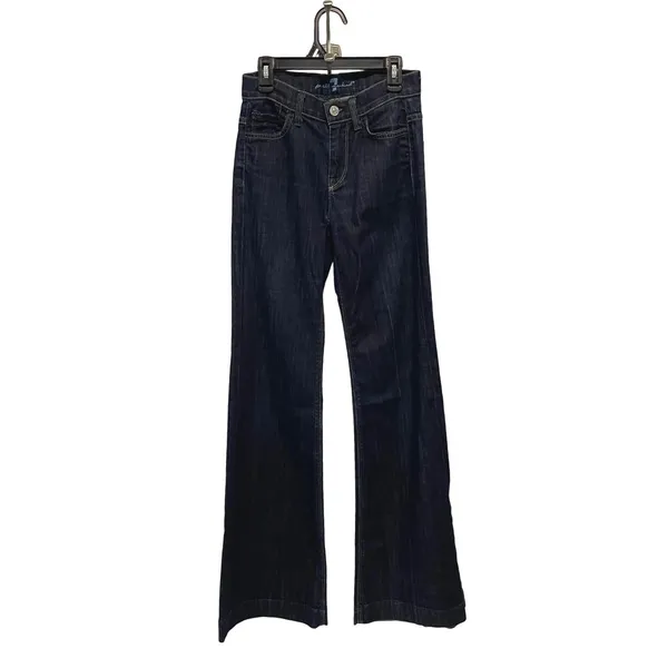 7 For All Mankind Dojo Flare Jeans Womens 23 Dark Wash Boho Wide Leg - Image 3
