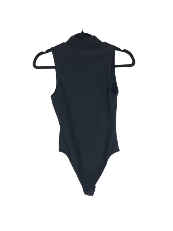 New Look Maternity Bodysuit Sleeveless Mock Neck Ribbed Knit Black US Size 8 - Image 2