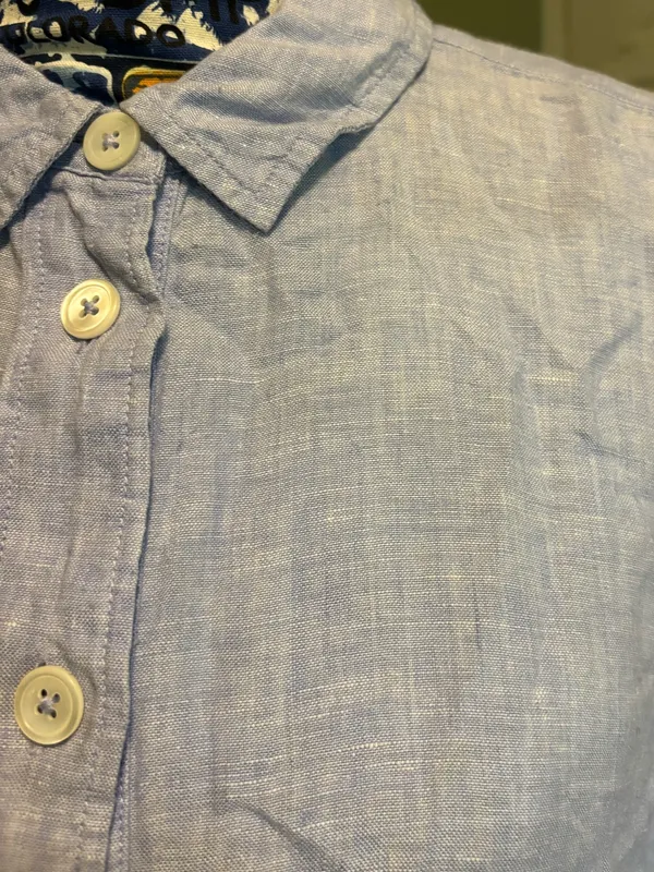 Light Blue Linen Button-Up Dress - Image 5