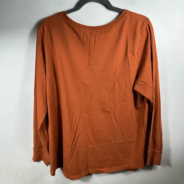 Nike Long Sleeve Graphic Logo Tee‎ Shirt Orange White Swoosh Women’s Size 1X - Image 3