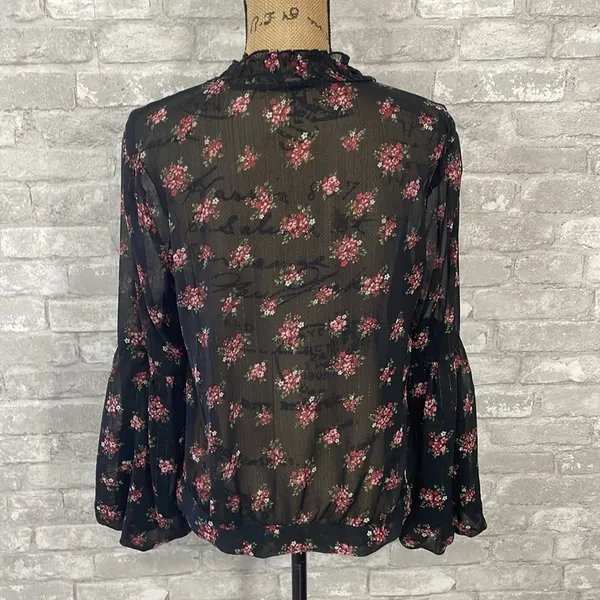 Maurices metallic floral front tie blouse - Image 5