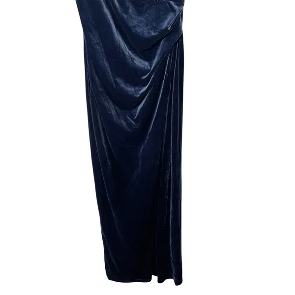 Lulu’s Elegant Era Dark Slate Blue Velvet One Shoulder Maxi Dress NWT - Image 4