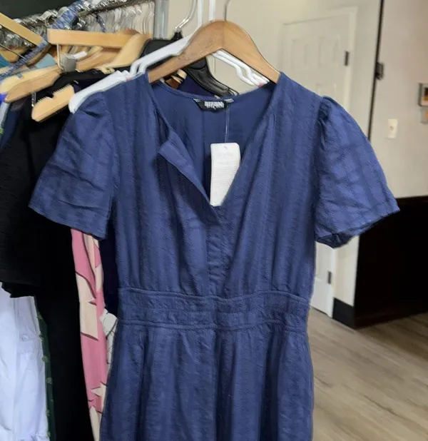 Cotton pocket Navy Blue Maxi Dress - Image 8