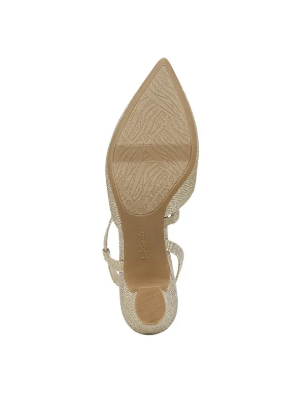 NWT Lifestride Strappy Pointed-Toe Pumps H5061S3 Light Gold Shimmer 10W - Image 4