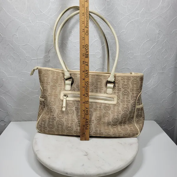 Vintage Etienne Aigner Monogram Logo Tote Shoulder Bag Large Office Pockets - Image 16