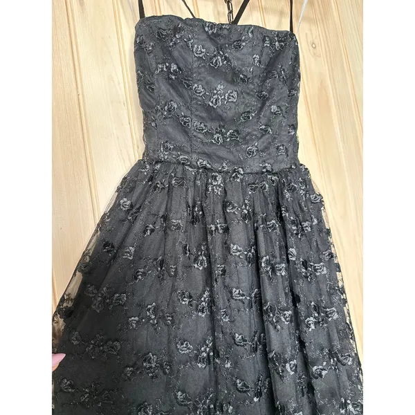 NWT Lulus Pursuing Elegance Black Floral Embroidered Lace-Up Dress Whimsigoth S - Image 4