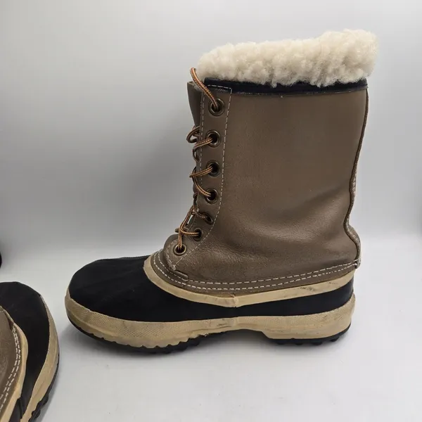 Sorel Arctic Pac Vintage Duck Boots Women’s 9 Brown Leather Wool Lined Canada - Image 9