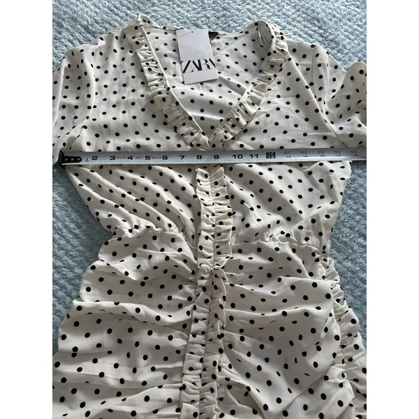 NWT Zara Polka Dot Dress Black White Women's XS Coastal Cocktail Beach Grandma - Image 6