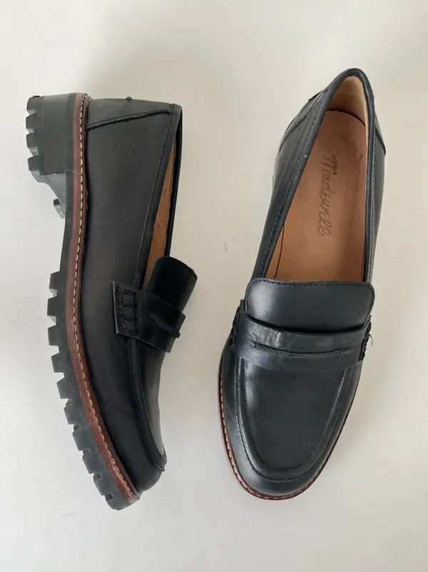 Madewell The Corinne lugsole leather loafers preppy black 7 - Image 4