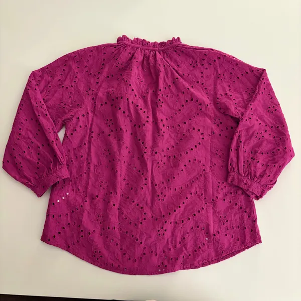 Evereve Magenta Eyelet Blouse - Image 3