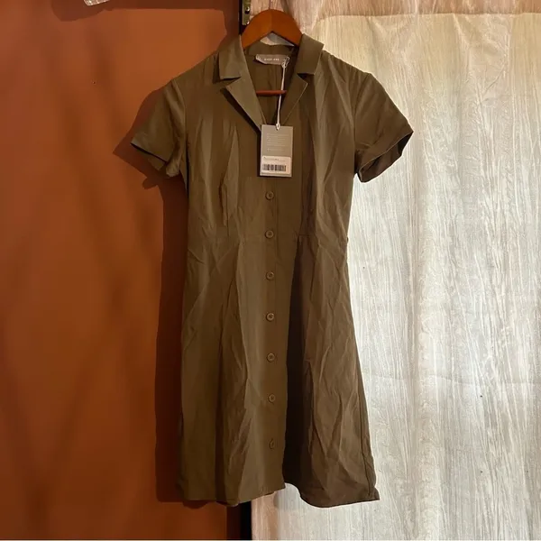 Everlane The Japanese GoWeave Notch Shirt Dress‎ Collar Mini Short Sleeve NWT 00 - Image 2