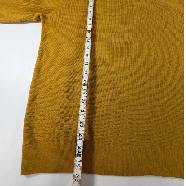 Banana Republic Italian Merino Wool Waffle Knit Sweater Mustard Yellow Large - Image 5