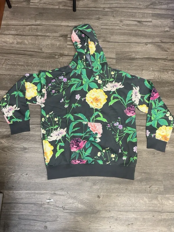 Gap Teen Floral Pullover Hoodie Size 18-20 Black Multicolor NWT - Image 3