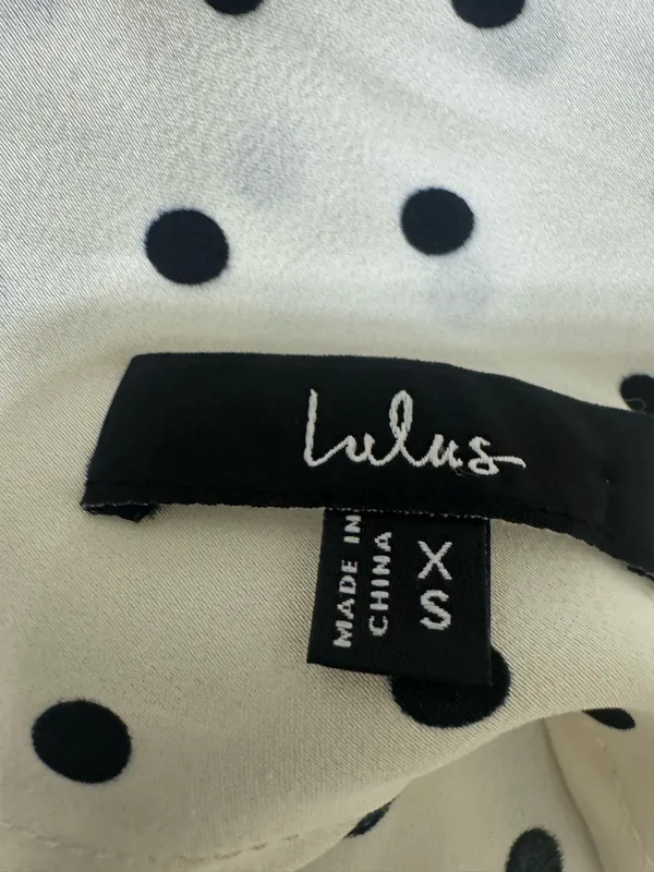 Lulus Matea White Polka Dot Satin Cowl Tie-Back Midi Dress size xs - Image 3
