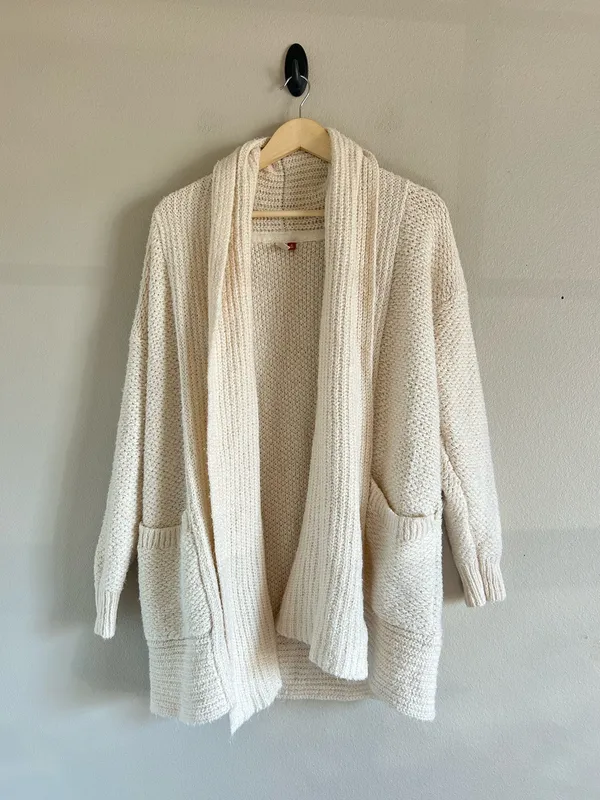 Anthropologie Pilcro Eyelash Open Longline Cardigan Chunky Knit Sweater Size medium - Image 2