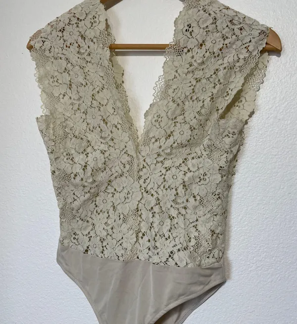 ZARA | Cream lace thong bodysuit - Image 2