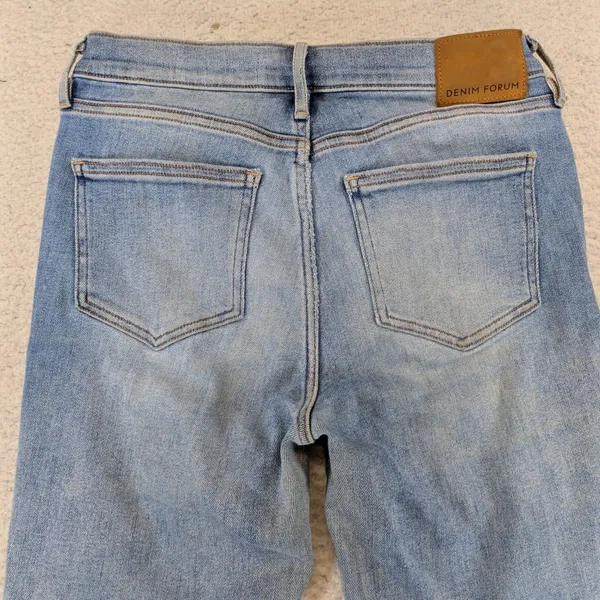Denim Forum The Nico Mid Rise Skinny Crop Jeans Light Wash Raw Hem Size 28 - Image 8