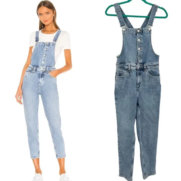 Free People Shelby Denim Overalls Blue Wash‎ Size 27 - Image 2
