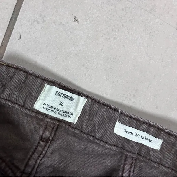Cotton On Women Seam Wide Leg Dark Brown‎ Baggy Jeans Size 26 - Image 9